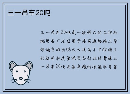 三一吊车20吨